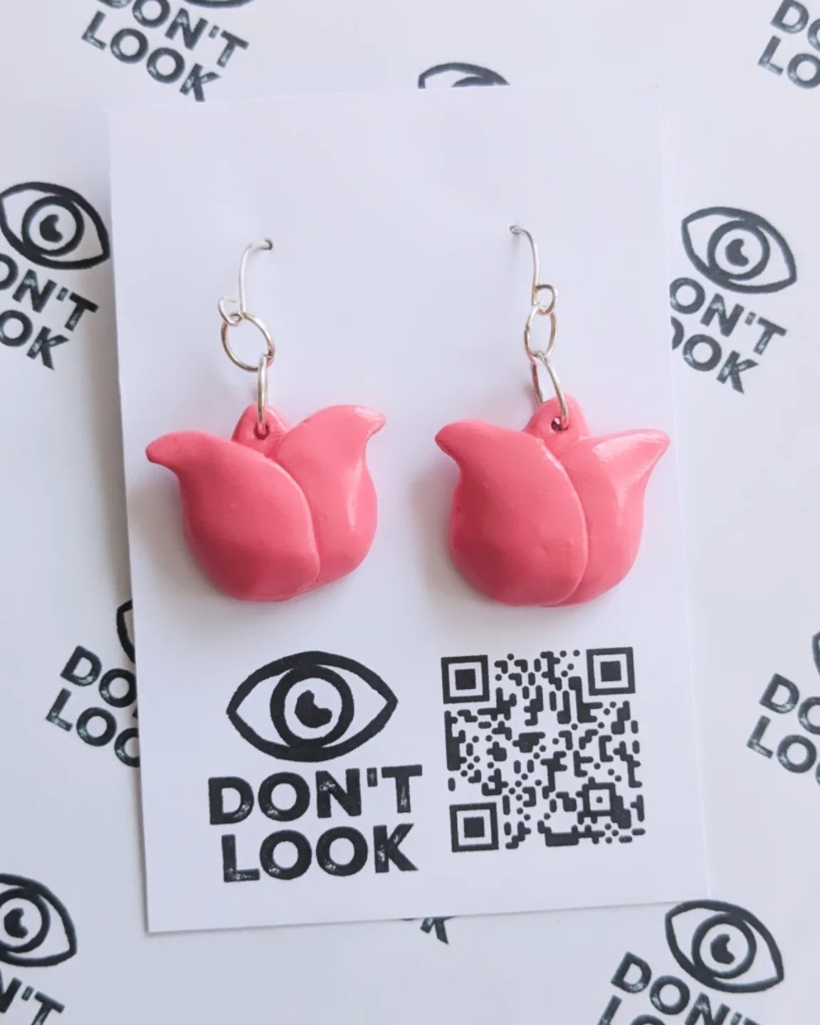 Pink tulip earrings