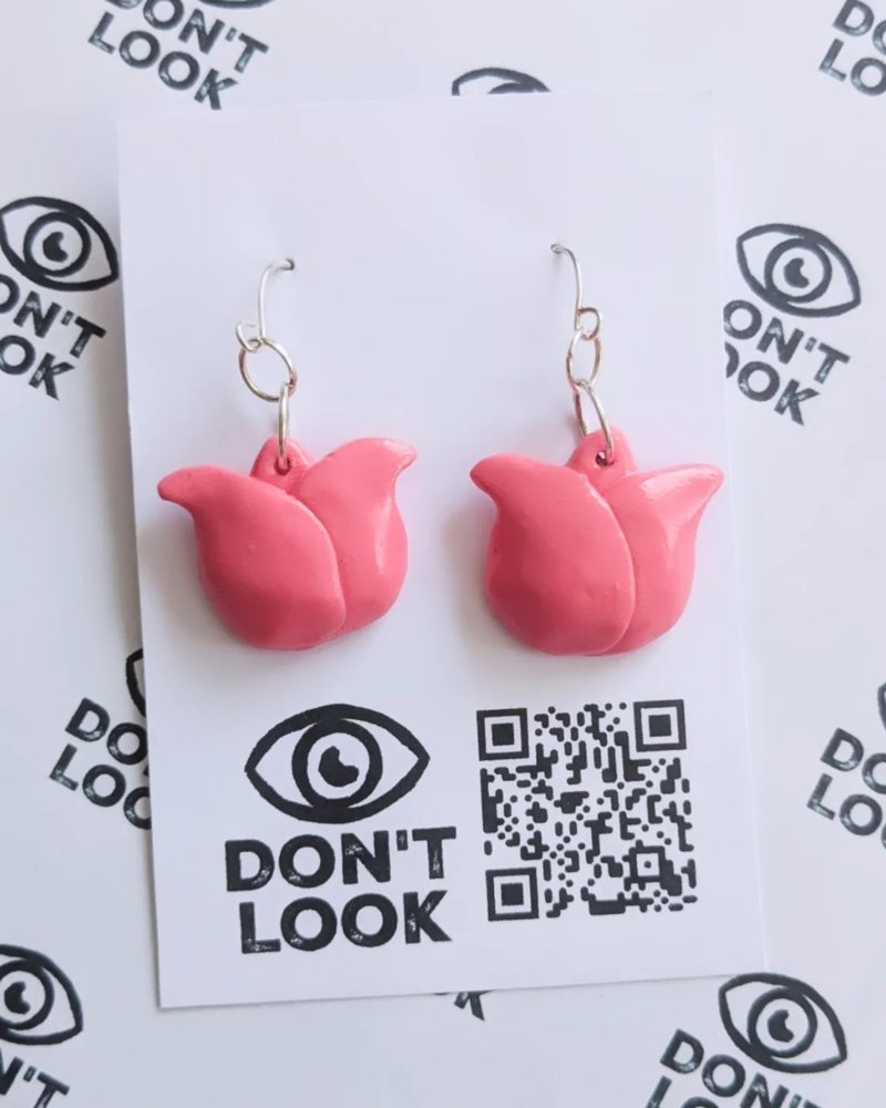 Pink tulip earrings