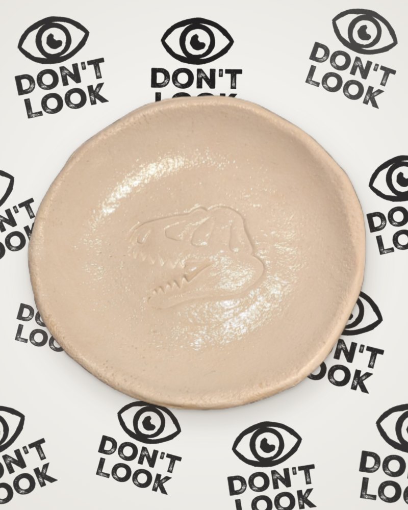 T-Rex skull trinket dish in white