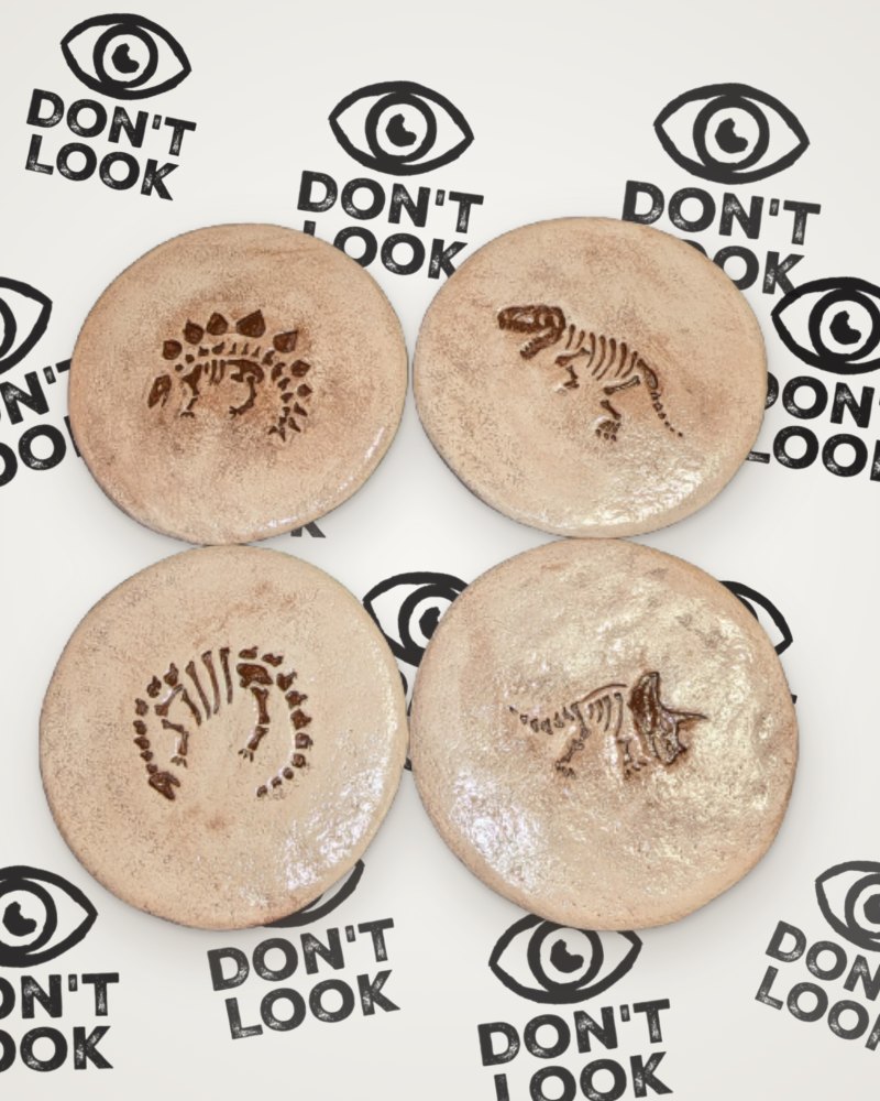 Set of 4 dinosaur fossil coasters