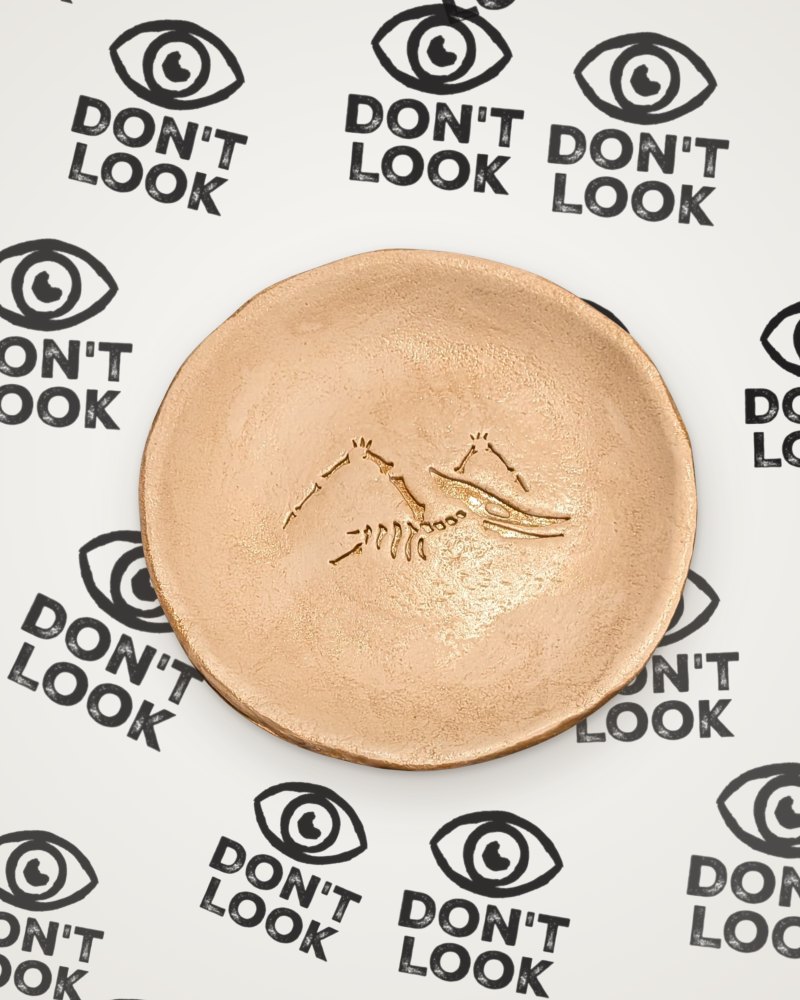 Pterosaur Fossil Trinket Dish in gold